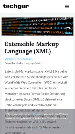 Vorschau der mobilen Webseite www.edition-w3.de, Extensible Markup Language 1.0