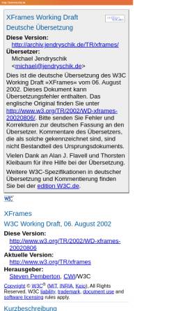 Vorschau der mobilen Webseite www.jendryschik.de, XFrames Working Draft