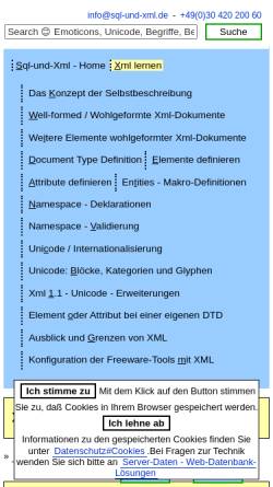 Vorschau der mobilen Webseite www.sql-und-xml.de, XML lernen