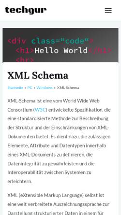 Vorschau der mobilen Webseite www.edition-w3.de, XML Schema Teil 0 - Einführung