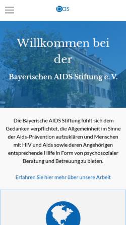Vorschau der mobilen Webseite www.aids-stiftung-bayern.de, Bayerische AIDS Stiftung Verein zur Gesundheitsförderung e.V.