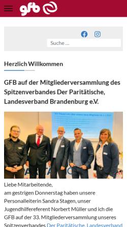 Vorschau der mobilen Webseite www.gfb-potsdam.de, Gemeinnützige Gesellschaft zur Förderung Brandenburger Kinder und Jugendlicher mbH