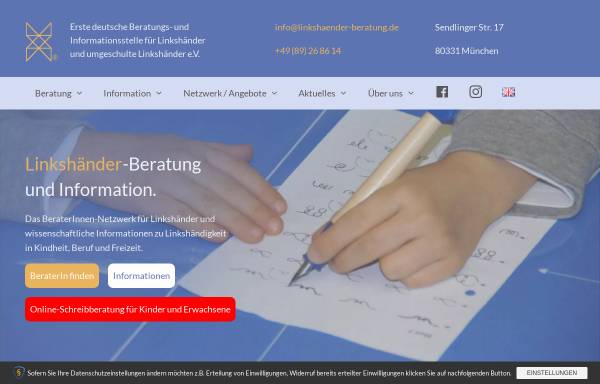 Vorschau von www.linkshaender-beratung.de, Erste deutsche Beratungs- und Informationsstelle für Linkshänder und umgeschulte Linkshänder