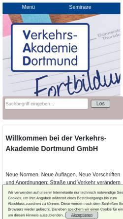 Vorschau der mobilen Webseite www.verkehrs-akademie.de, Verkehrs-Akademie Dortmund GmbH