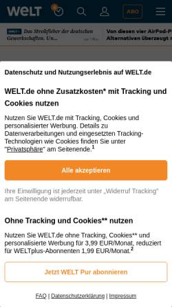 Vorschau der mobilen Webseite www.welt.de, Zärtlich die Tasten gestreichelt