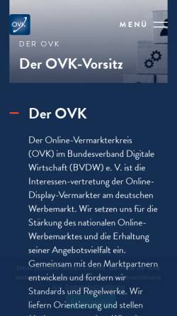 Vorschau der mobilen Webseite www.die-onlinevermarkter.de, Online-Vermarkterkreis im BVDW (Bundesverband Digitale Wirtschaft)