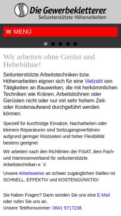 Vorschau der mobilen Webseite www.gewerbekletterer.net, Die Gewerbekletterer GbR