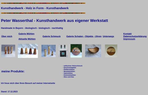 Vorschau von www.peterwasserthal-kunsthandwerk.de, Wassenthal, Peter