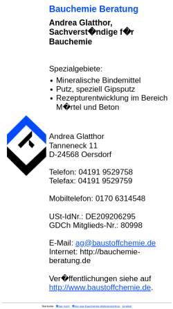 Vorschau der mobilen Webseite www.bauchemie-beratung.de, Glatthor, Andrea