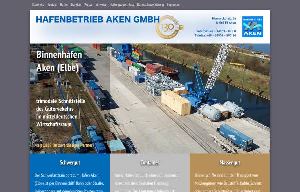 Vorschau von www.hafen-aken.de, Binnenhafen Aken