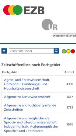 Vorschau der mobilen Webseite rzblx1.uni-regensburg.de, Elektronische Zeitschriftenbibliothek