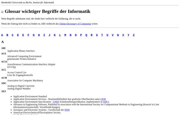Vorschau von www2.informatik.hu-berlin.de, Glossar wichtiger Begriffe der Informatik