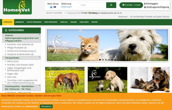 Vorschau von www.homeovet.eu, Homeovet Animal Care CV.