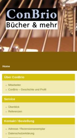 Vorschau der mobilen Webseite www.conbrio.de, ConBrio Verlagsgesellschaft, Regensburg