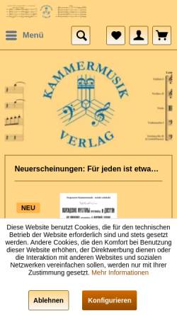 Vorschau der mobilen Webseite www.kammermusikverlag.de, Kammermusikverlag