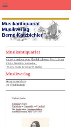 Vorschau der mobilen Webseite www.katzbichler.de, Katzbichler Musikverlag