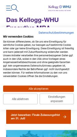 Vorschau der mobilen Webseite kellogg.whu.edu, Kellogg-WHU Executive MBA Programm