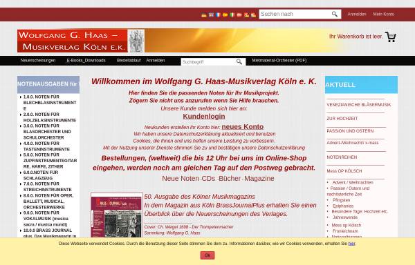 Vorschau von www.haas-koeln.de, Wolfgang G. Haas-Musikverlag Köln e.K.