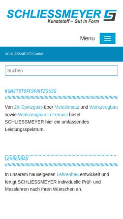 Vorschau der mobilen Webseite schliessmeyer.de, Jens Schliessmeyer Kunststoffartikel GmbH