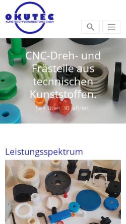 Vorschau der mobilen Webseite www.okutec.de, Okutec Kunststoffverarbeitung GmbH