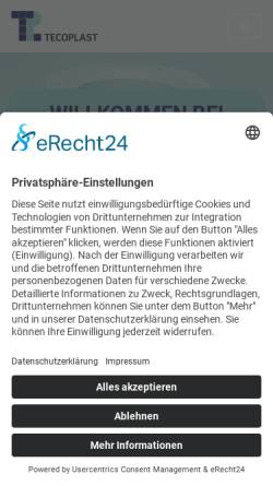 Vorschau der mobilen Webseite www.tecoplast.de, 1Tecoplast GmbH