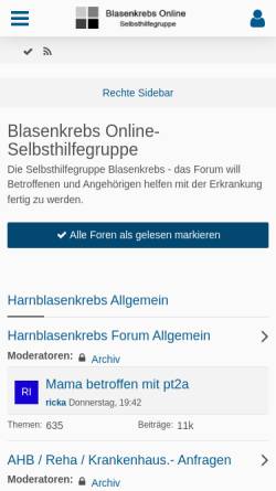 Vorschau der mobilen Webseite forum-blasenkrebs.net, Blasenkrebs Online-Selbsthilfegruppe
