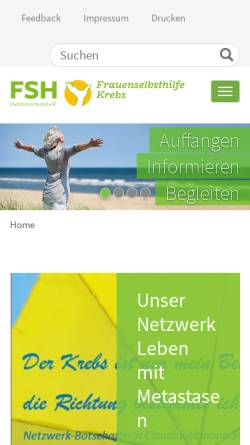 Vorschau der mobilen Webseite www.frauenselbsthilfe.de, Frauenselbsthilfe nach Krebs e.V.