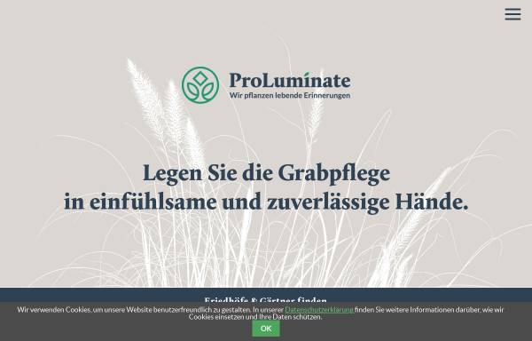 Vorschau von www.proluminate.ch, Pro Luminate Grabpflegestiftung des Verbandes Schweizer Gärtnermeister