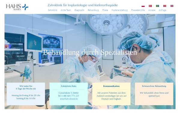 Vorschau von www.hahs-dental.de, HAHS-Zahnklinik für Implantologie Stettin (Polen)