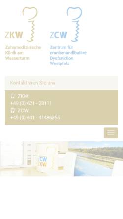 Vorschau der mobilen Webseite www.z-k-w.com, Zahnmedizinische Klinik am Wasserturm
