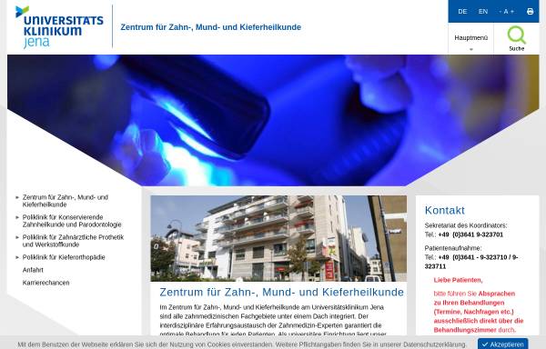Vorschau von www.zzmk.uniklinikum-jena.de, Zentrum für Zahn-, Mund- und Kieferheilkunde der FSU Jena