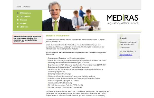 Vorschau von www.medras.de, MED-RAS Regulatory Affairs Service GmbH