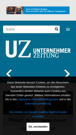 Vorschau der mobilen Webseite www.unternehmerzeitung.ch, Unternehmerzeitung - Swiss Businesspress SA
