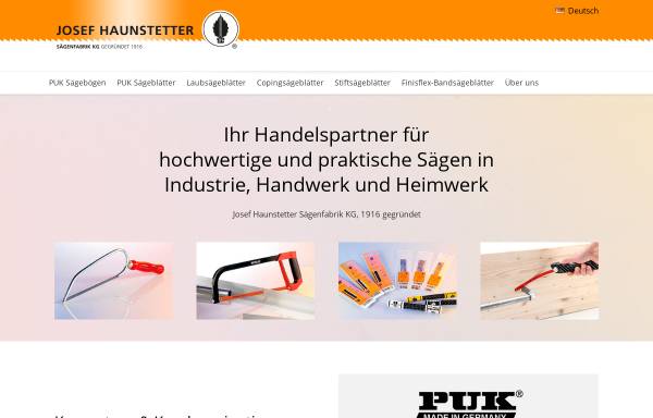 Vorschau von www.haunstetter-saegenfabrik.de, Josef Haunstetter Sägenfabrik