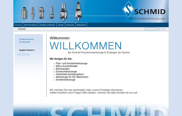 Vorschau von www.schmid-praezision.de, Ernst Schmid Präzisionswerkzeuge GmbH