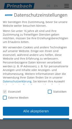 Vorschau der mobilen Webseite prinzbach.de, Prinzbach Hartmetall-Sonderwerkzeuge