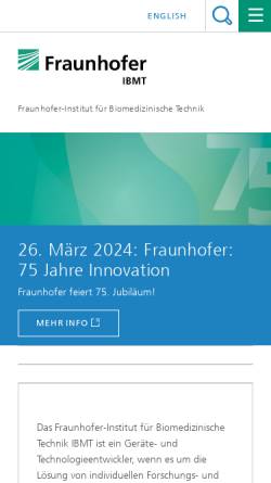 Vorschau der mobilen Webseite www.ibmt.fraunhofer.de, Frauenhofer Institut für Biomedizinische Technik (IBMT)