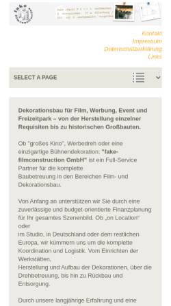 Vorschau der mobilen Webseite www.fake-filmconstruction.com, Fake-Filmconstruction GmbH