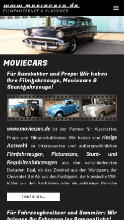 Vorschau der mobilen Webseite www.moviecars.de, Movie Cars