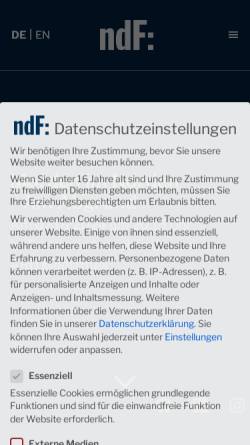 Vorschau der mobilen Webseite www.ndf.de, NdF- neue deutsche Filmgesellschaft mbH