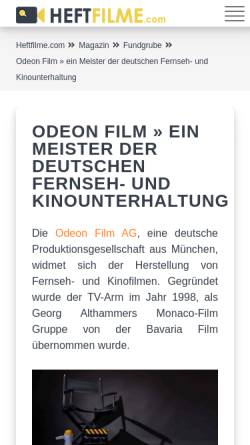 Vorschau der mobilen Webseite www.odeonfilm.de, Odeon Film AG