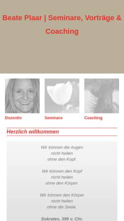 Vorschau der mobilen Webseite www.beateplaar.de, Train & Consult Plaar, Inh. Beate Plaar