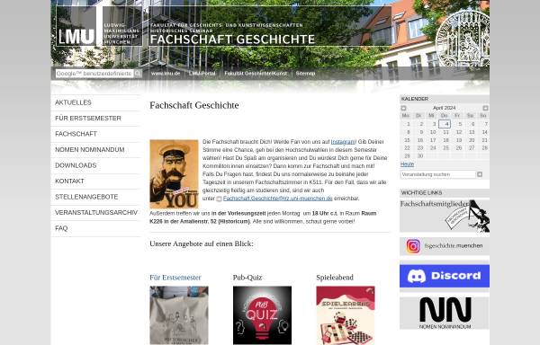 Vorschau von www.fachschaft.geschichte.uni-muenchen.de, Fachschaft Geschichte der Universität München