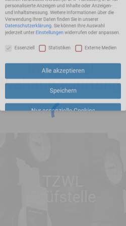 Vorschau der mobilen Webseite www.tzwl.de, Europäisches Testzentrum für Wohnungslüftungsgeräte (TZWL)