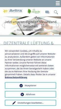 Vorschau der mobilen Webseite www.meltem.com, MELTEM Lüftungsgeräte, Inh. Armin Reynartz