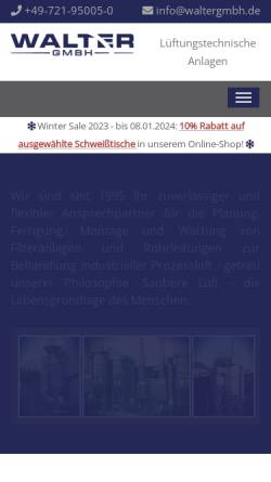 Vorschau der mobilen Webseite www.waltergmbh.de, Walter GmbH - Lüftungstechnische Anlagen