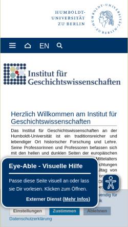 Vorschau der mobilen Webseite www.geschichte.hu-berlin.de, Institut für Geschichtswissenschaften