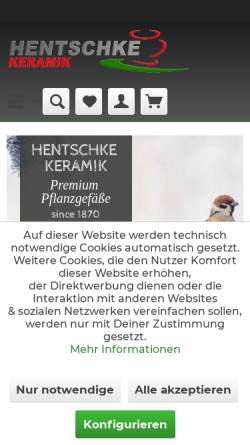 Vorschau der mobilen Webseite www.hentschke-keramik.de, Gartenkeramik Hentschke GmbH
