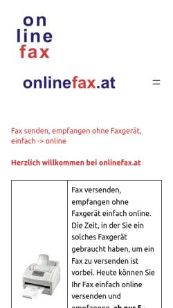 Vorschau der mobilen Webseite www.onlinefax.at, Onlinefax.at