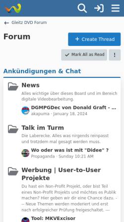 Vorschau der mobilen Webseite forum.gleitz.info, Doom9 - Gleitz DVD-Forum
